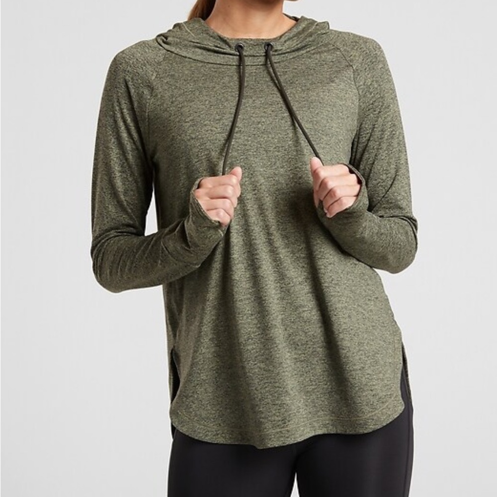 Athleta Uptempo Hoodie Peat/Shadow Olive Size M - Soft Preformance Pullover
